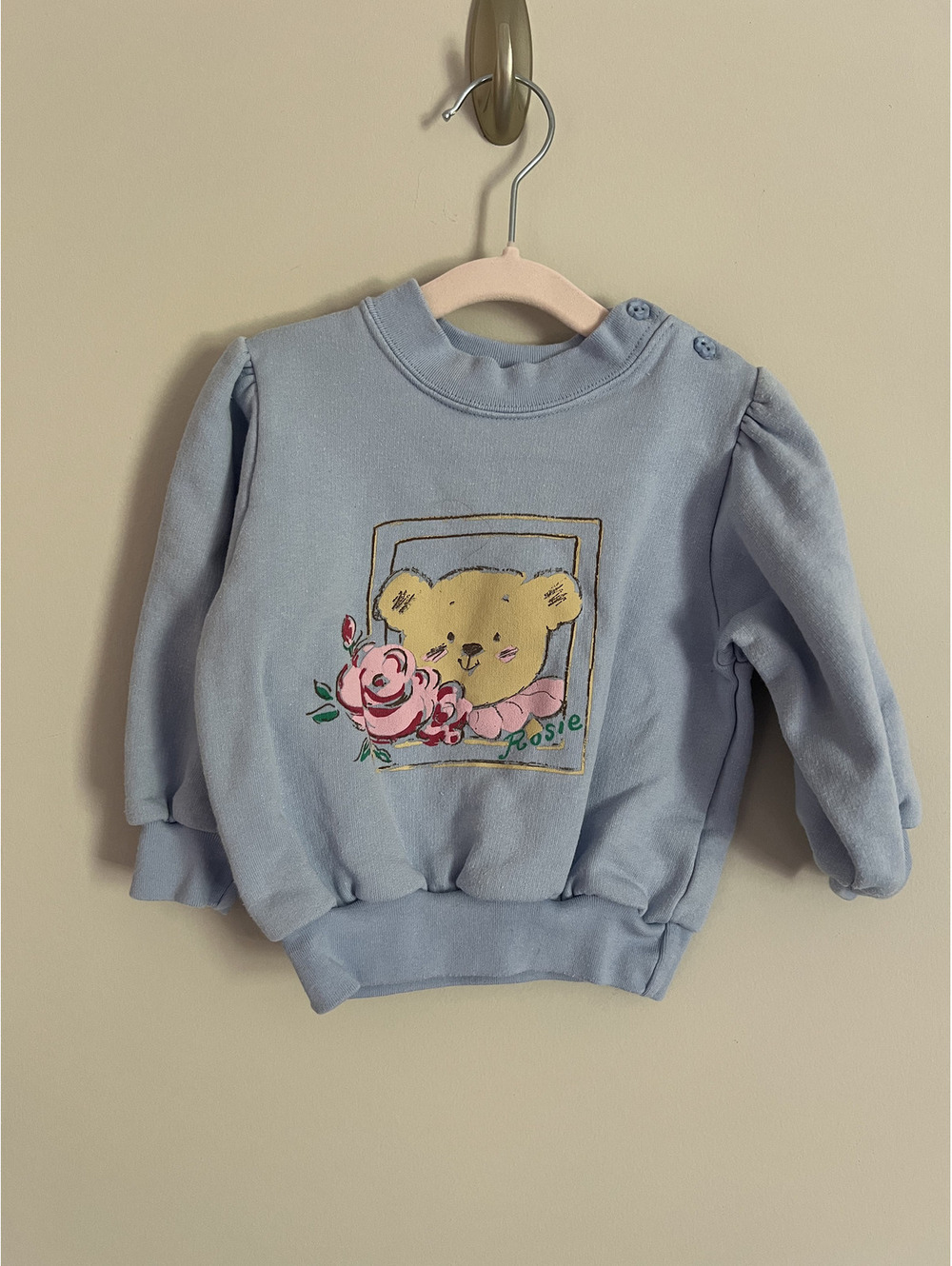 Vintage Euro MotherCare Bear Rosette Periwinkle Crewneck Sweatshirt